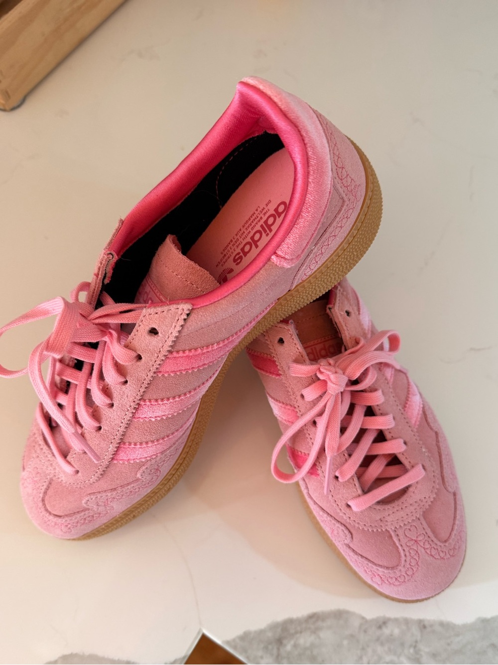 adidas Women's Pink Suede Sneakers with Gum Sole